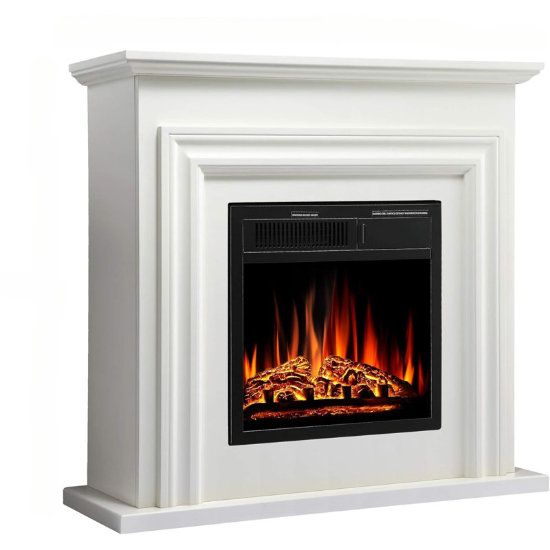 Cowsar 36.17'' TV Stand With Fireplace Included with Remote Control, Adjustable Flame,White, White