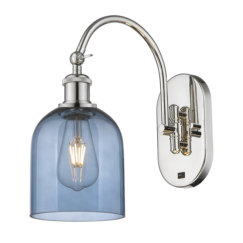 Odaniel Steel Armed Sconce, Princess Blue, Polished Nickel