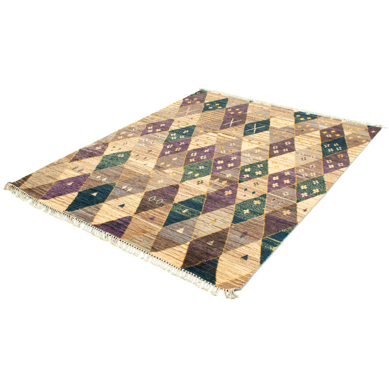 Tapis décoratif en laine brun marocain de conception unique 8 pi x 10 pi 6 po auni noué à la main