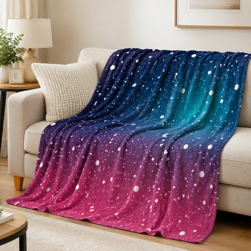 Galaxy Print Throw Blanket, Starry Night Sky Galaxy Pattern, Ultra Soft, Lightweight, Breathable, All-Season, Skin-Friendly, Machine Washable, Decorative, for Sofa, Couch, Living Room and Bedroom
