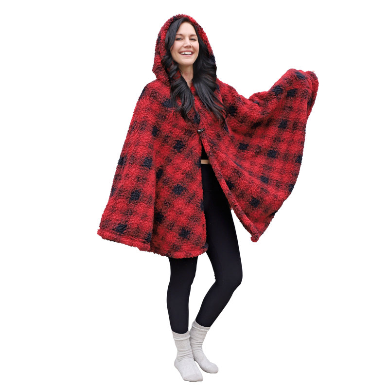 Couverture Catalon Wearable, Cape Poncho, Rouge