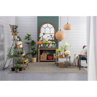 Table basse ronde en bois de 81 cm x 46 cm avec pattes en métal