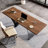 Nut-brown + Black Rectangular Solid Wood + Carbon Steel desk-384766910