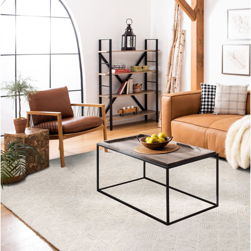 Linsly Hand Tufted Geometric Indoor Rug, Rectangle 10' x 14'
