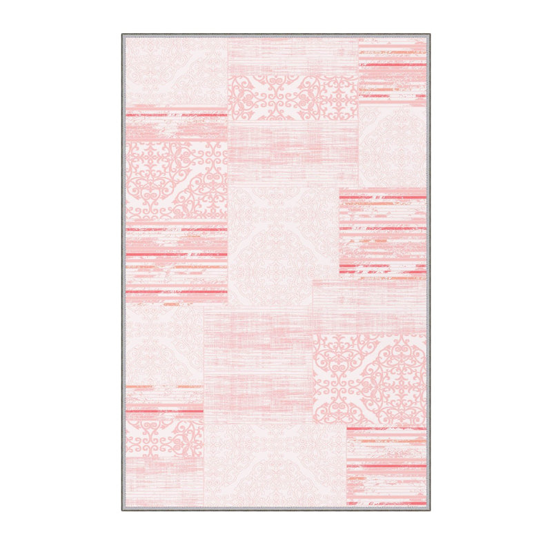 Stylish Woven Carpet, 5.6 x 7.5 Feet, 100% Polyester, 0.3 in Pile Height | Antibacterial, Non-Slip PVC Felt Dot Underside, Machine Washable | 3D Digital Printing, Durable & Easy to Maintain - Perfect for Any Room