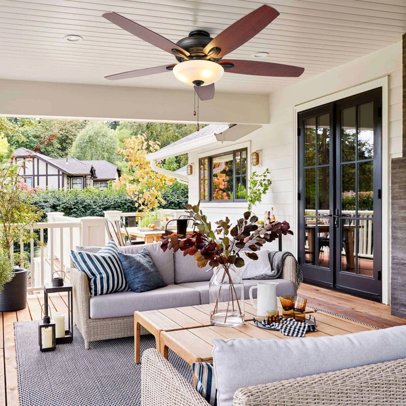 52" Oil Rubbed Bronze Ceiling Fan with Walnut Blades and LED Light