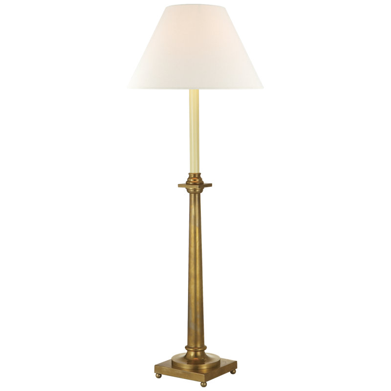 Chapman & Myers Swedish Column Buffet Lamp, Antique-Burnished Brass, Fabric