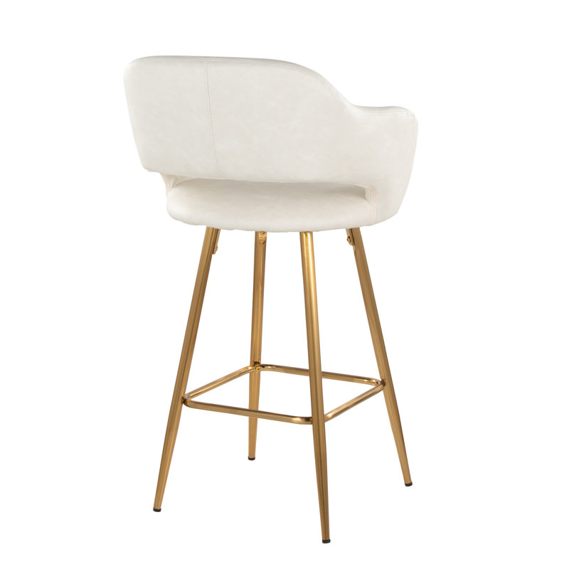 Contemporary Counter Stool, Blanc, Doré