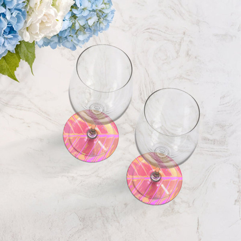 Sous-verres ronds en cuir tropical, Orchidée