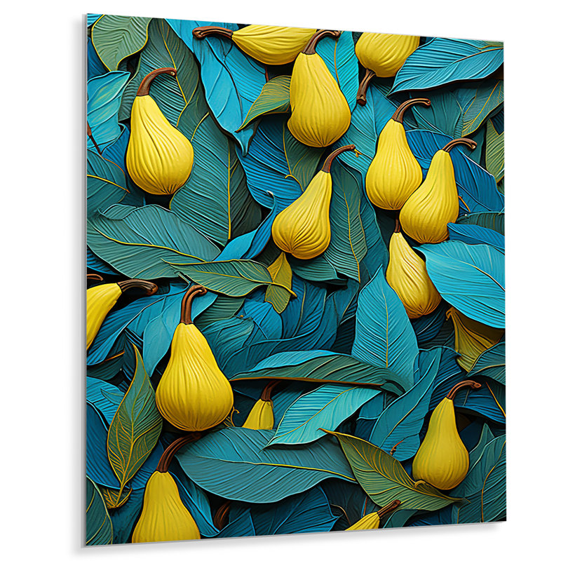 Jaune et vert citron Starfruit Homage - fruits, art mural en métal, H 32 po x l 16 po x P 1 po