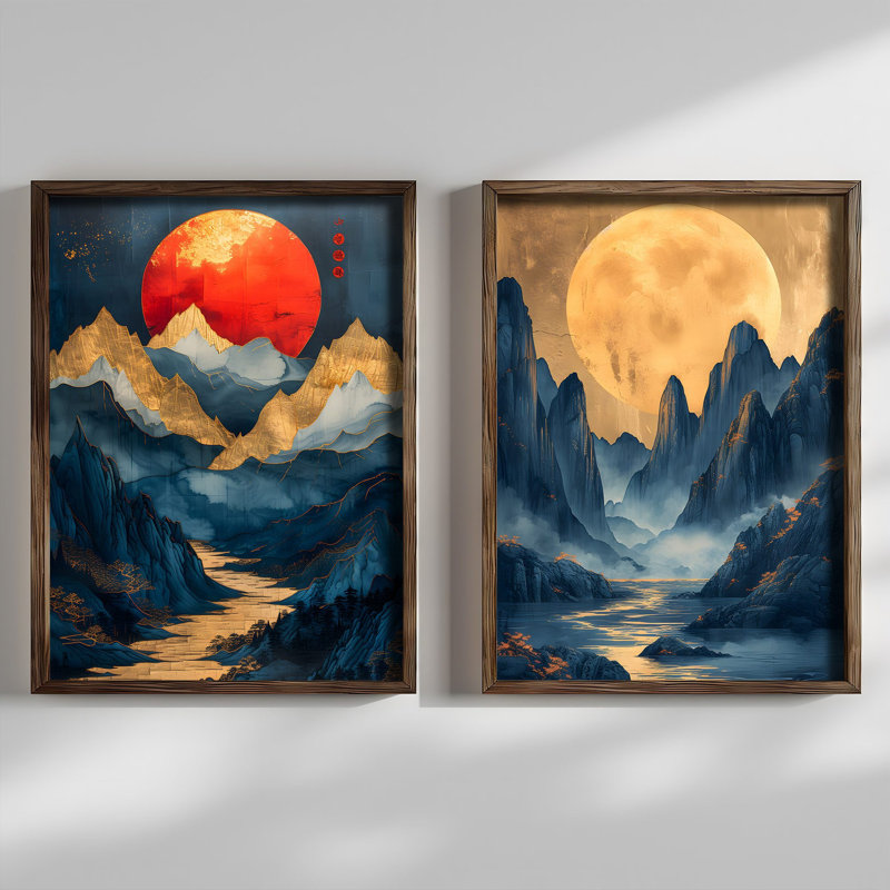 Elegant Decorative Framed MDF Paintings (2 Pieces), 13.8 x 18.5 x 1.2 inches | 100% MDF with 3 mm Thickness, 100% Spruce Frame | Perfect for Living Room & Bedroom Décor, Stylish and Modern Art