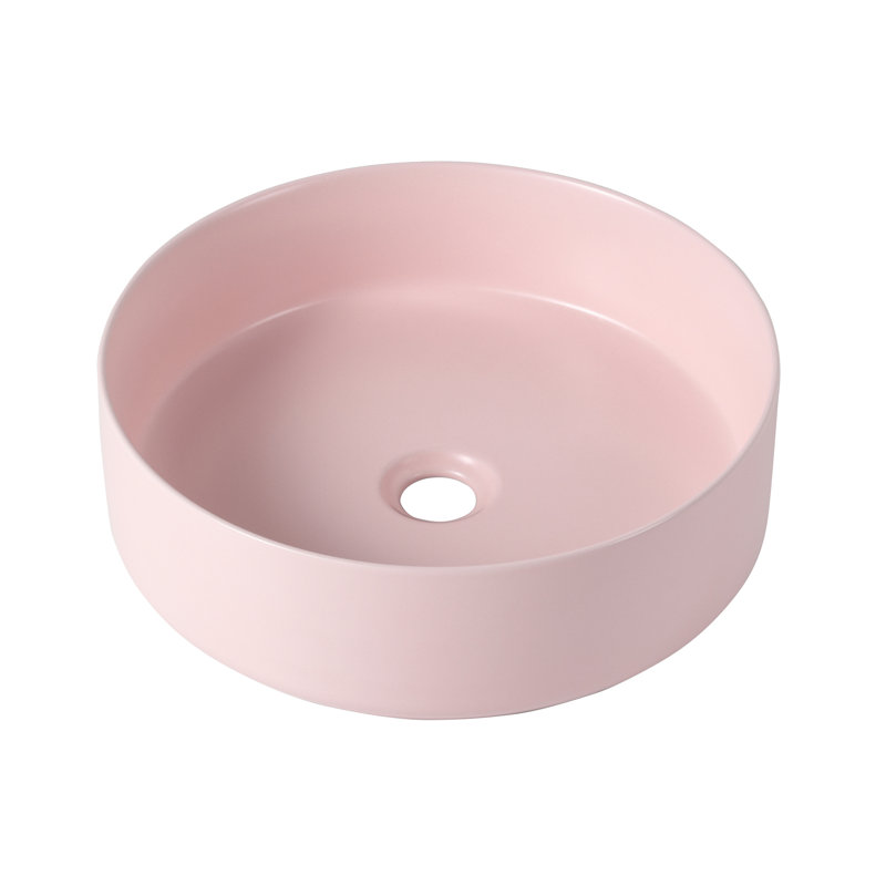 Pink Ceramic Bathroom Basin - Vessel Art Sink, 15.63In15.63In4.6In, Ceramic, Easy To Clean Surface Sink In Artistic Basin, 15.7"X15.7"X4.7", Keep And Maintained