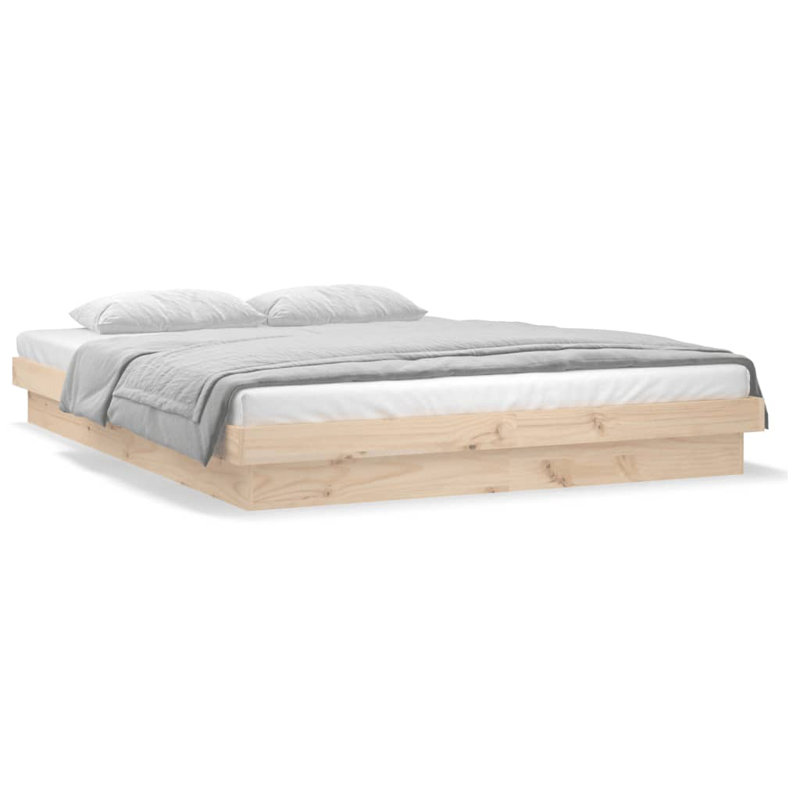 LED Bed Frame Solid Wood, Brown, Super King (6')