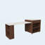 Îlot de cuisine de 80 pouces avec table de salle à manger, comptoir en grain de marbre avec prise de courant, chariot de rangement mobile avec armoire et 2 tiroirs, table de préparation de cuisine à finition noyer