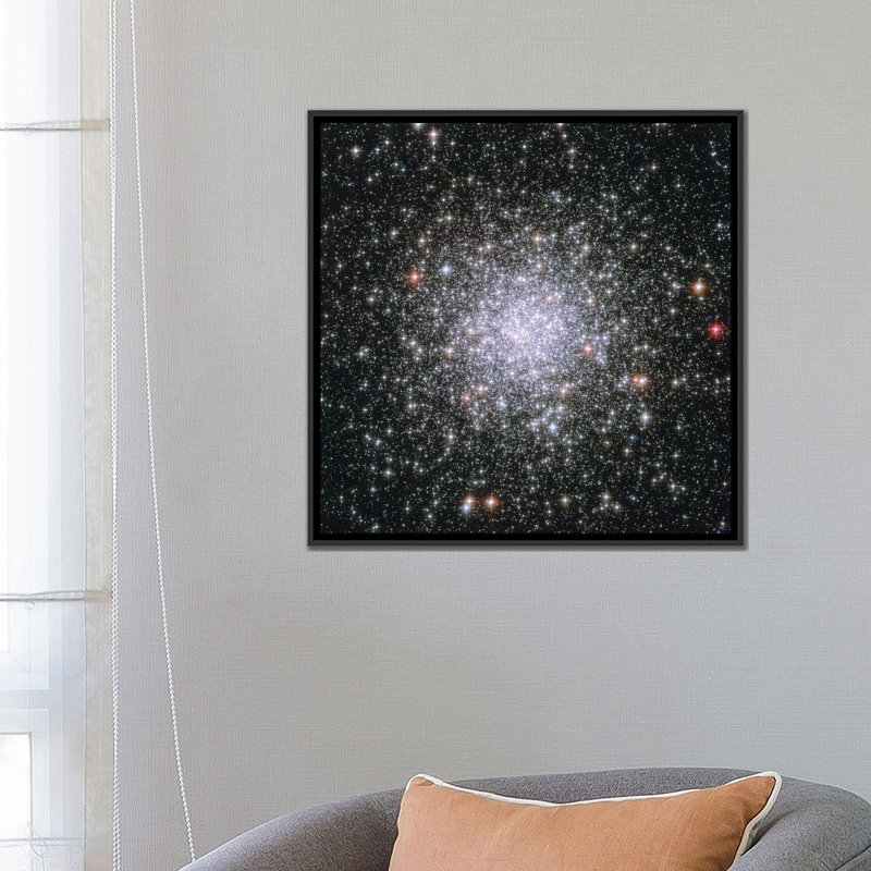 « cosmique richs, messier 69 », impression sur toile tendue, H 18 po x l 18 po x P 1,5 po, Toile encadrée noire, Pas de tapis