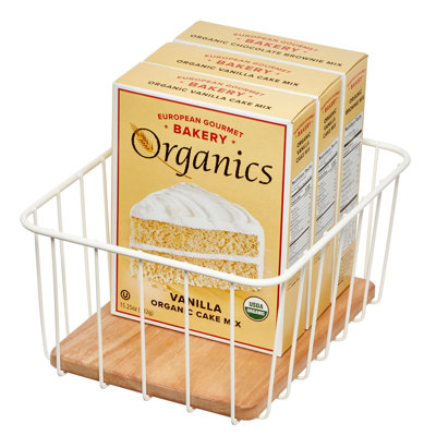 Wire & Wood Kitchen Pantry And Cabinet Organizer Bin, 10” X 8” X 5”