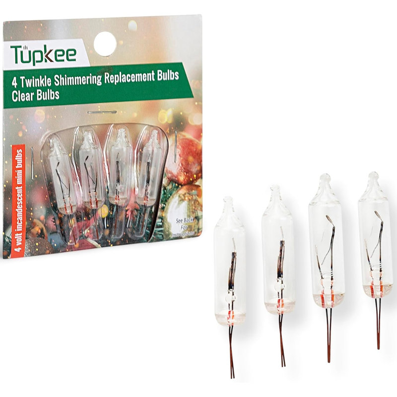 Tupkee Shimmering Twinkle Replacement Bulbs – 4-Volt Clear Incandescent Mini Bulbs - 4 Bulbs Per Pkg