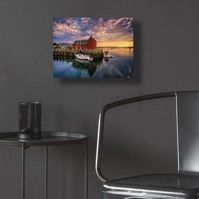 Art mural en verre "Longport Tides" Rockport Harbor At Dawn "par Rick Berk
