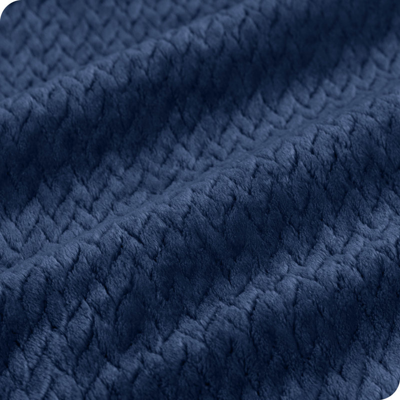 King Size Dark Blue Chevron Microplush Fleece Blanket