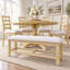 Ensemble de salle à manger extensible Cavressa 6 pièces, table à pied centrale en bois naturel avec rallonge amovible de 45 cm, 4 chaises à dossier échelle et banc de 112 cm-611896036