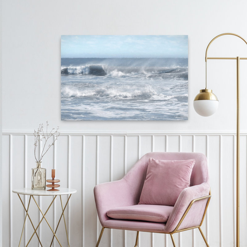 Vagues et embruns, paysage côtier abstrait, H 24 po x l 36 po