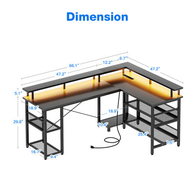 Latarya Reversible L-Shaped Computer Desk