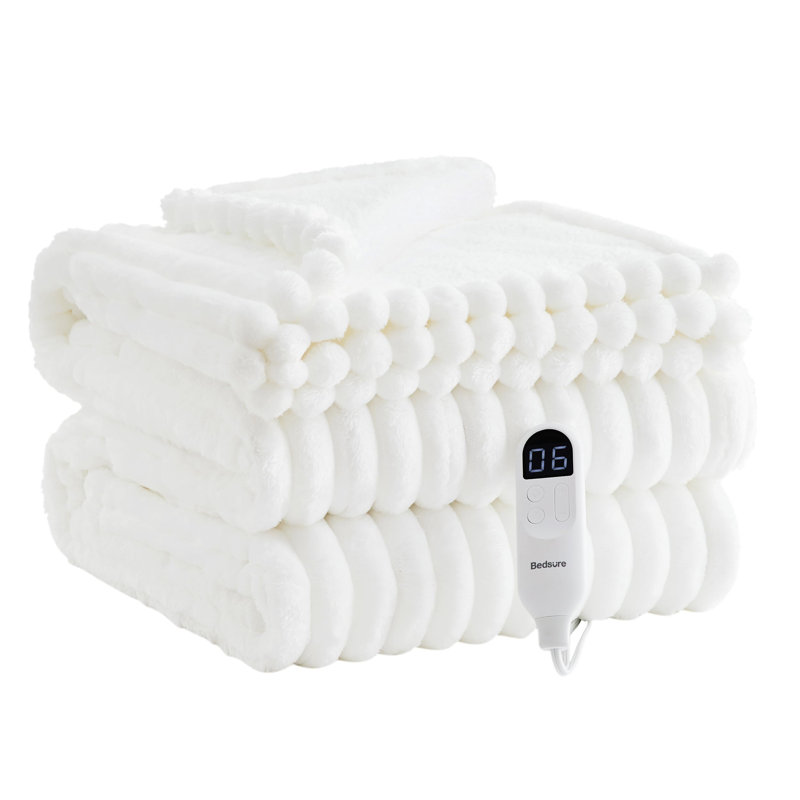 Couverture chauffante électrique - Flanelle rayée ultra-douce 289GSM avec 9 niveaux de chaleur et 4 réglages de minuterie, arrêt automatique de 3 heures, cadeau idéal pour grand-mère