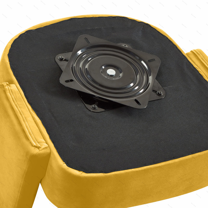 Fauteuil demi-tonneau pivotant de 27,5 po Nevile, Velours jaune