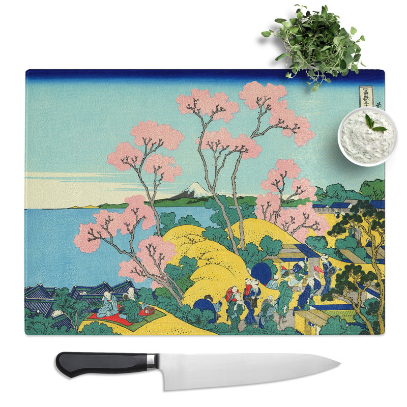 Hokusai Japanese Oriental Gotenyama  Glass Chopping Board