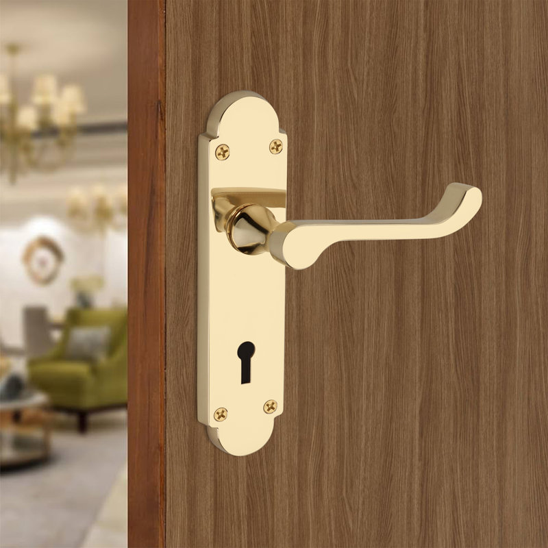 Oakley Lever on Backplate Lock Polished Brass