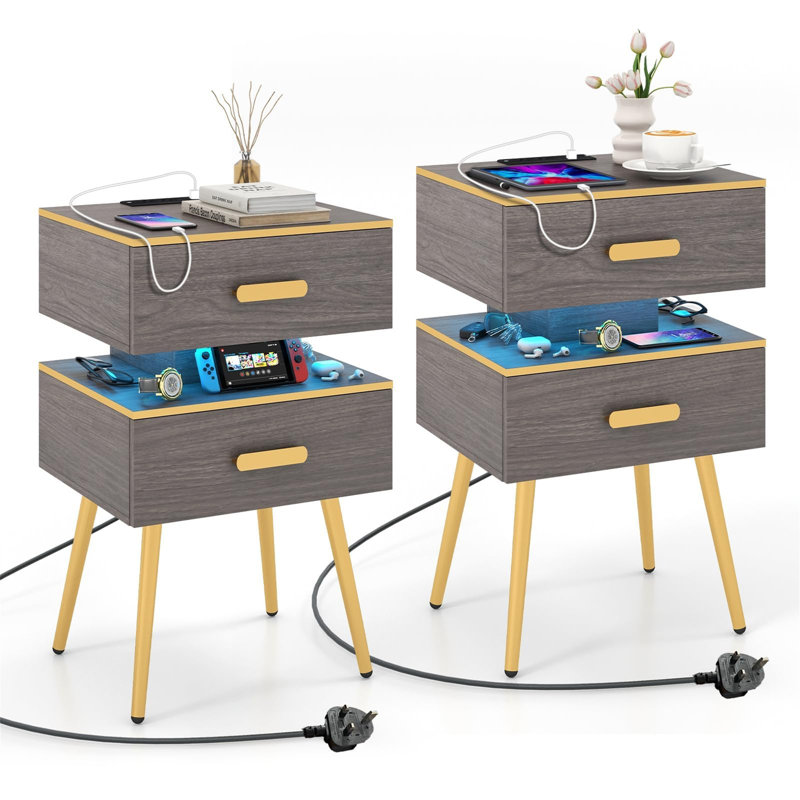 Barkad 44cm W Metal Bedside Table