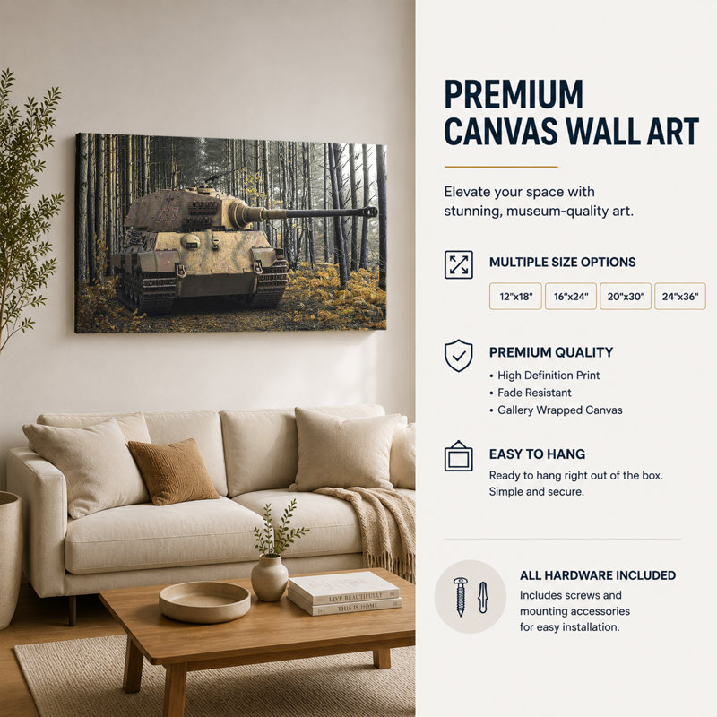 Affiche de char allemand German Tiger II, 16 x 24 pouces