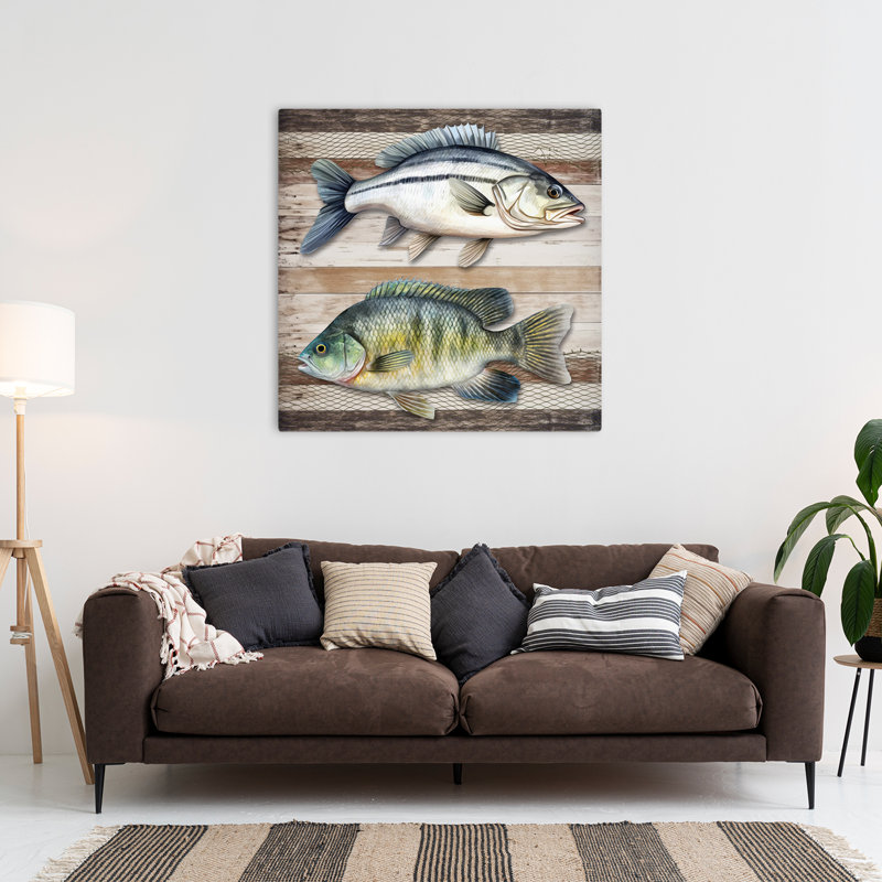 Lake Life Fish Contemporary Nature Art, 36" H x 36" W