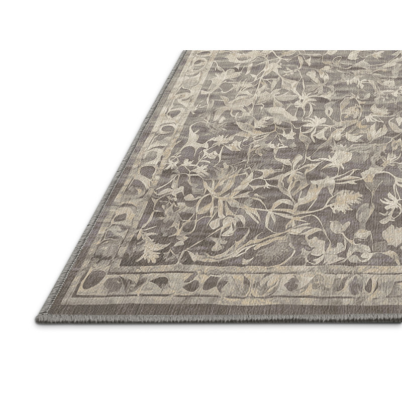 Machine Washable Gray Area Rug, Square 8'