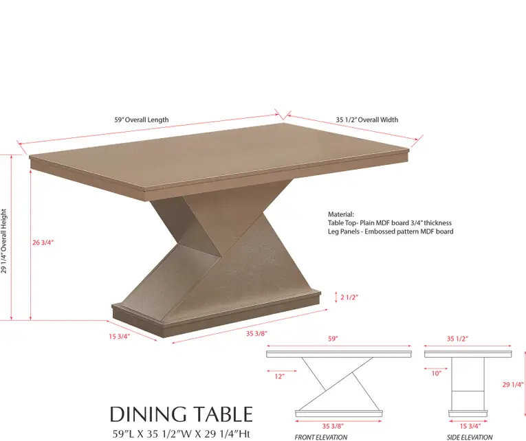 Rachmiel 59" Rectangular Pedestal Dining Room Table