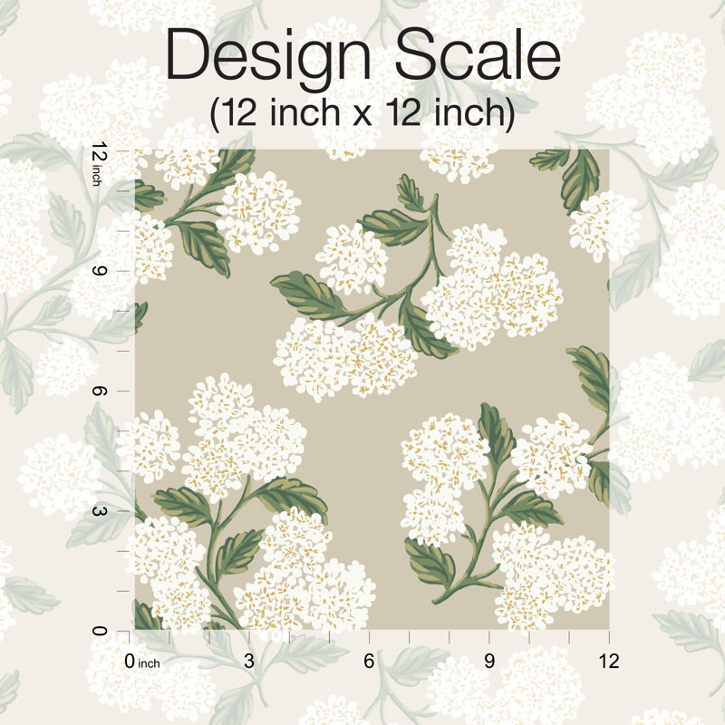 Papier peint 27 'x 27 "Hydrangea, Beige