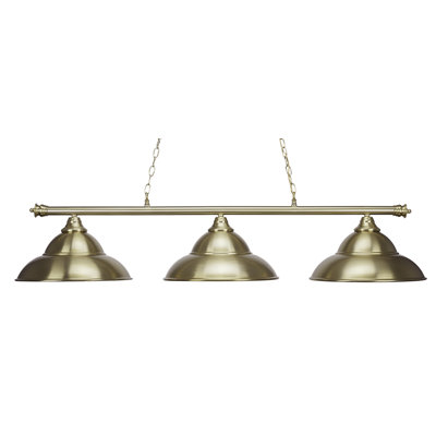 Oxford 3 Light Bar Shown In Bronze Finish With 16" New Age Brass Double Bubble Metal Shades