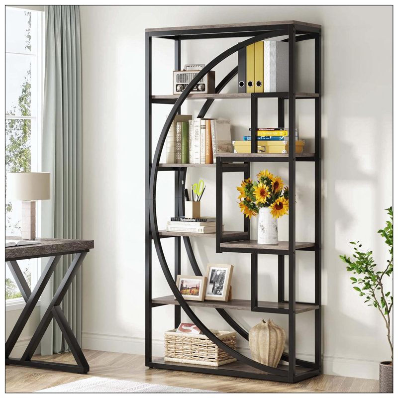Étagère à 5 niveaux avec 8 tablettes ouvertes, Gris
