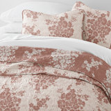 Quilt Set- Lightweight - All Season Quilted Coverlet - Distressed Bouquet