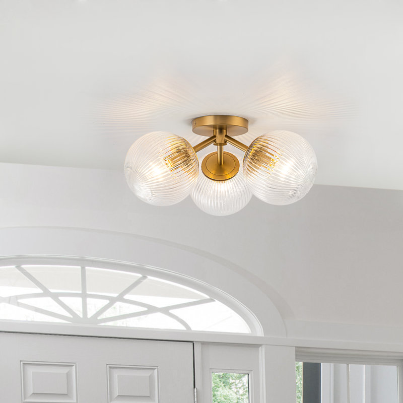 Glass Semi Flush Mount, Gold