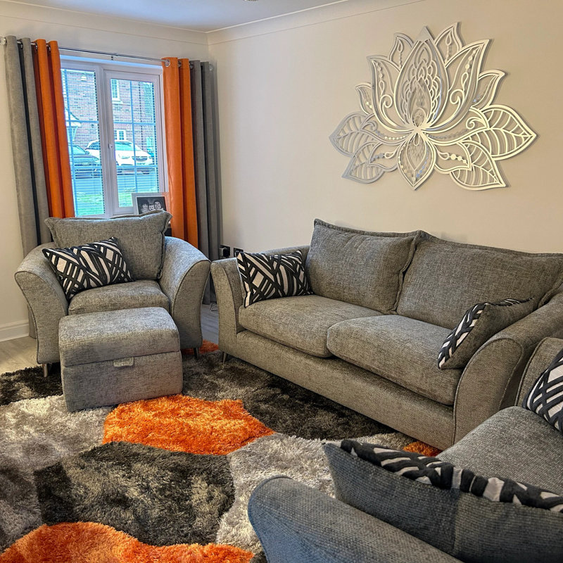 3D Lotus Mandala Metal Wall Art, Silver, 22" H x 36" W x 1" D