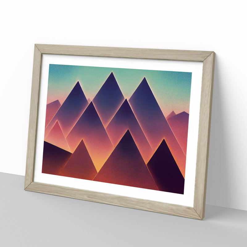 Futuristic Pyramids Vol.2 Abstract - Single Picture Frame Print, Oak Framed, 46cm H x 64cm W x 2cm D