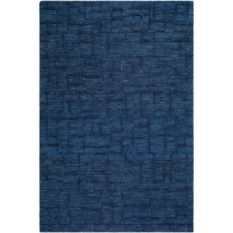 Tapis fait à la main Matterhorn, Bleu minuit / denim, Rectangulaire 8 pi x 10 pi