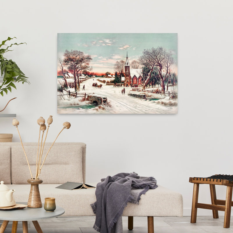 «Yesteryear Christmas Church», cheval rétro, paysage, art naturel, H 36 po x l 24 po
