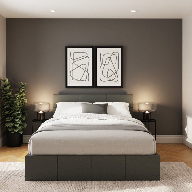 Basso Upholstered Ottoman Storage Bed, Grey, Small Double (4')