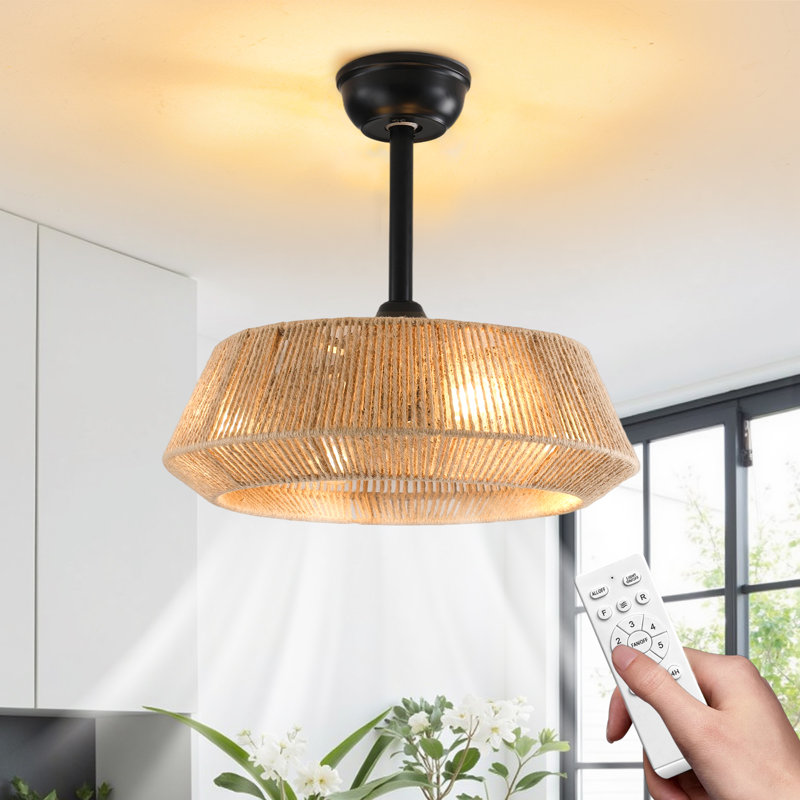 19.68'' Caged Ceiling Fan With 4 Lights Kit And Remote Control
