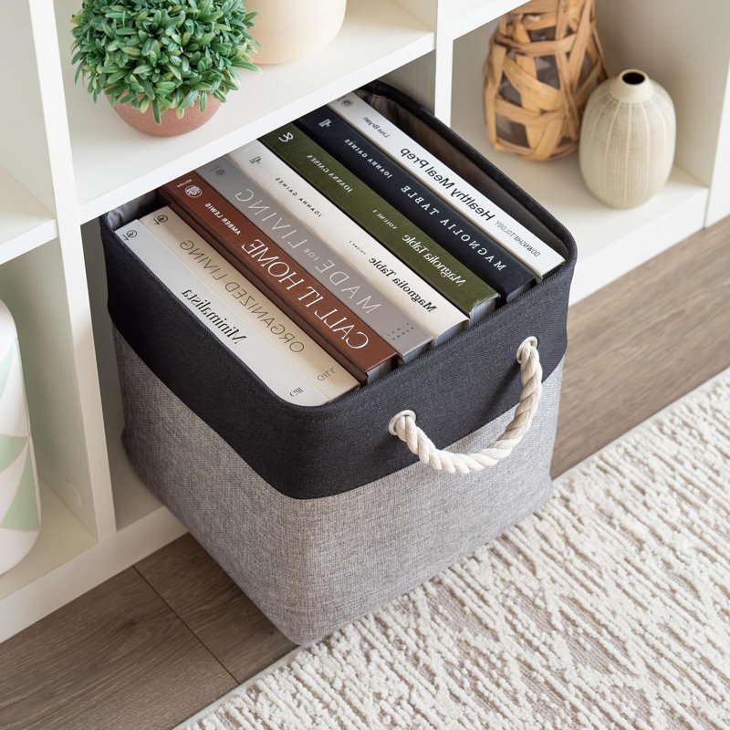 Breakwater Bay Fabric Storage Bag, Grey Base / Black