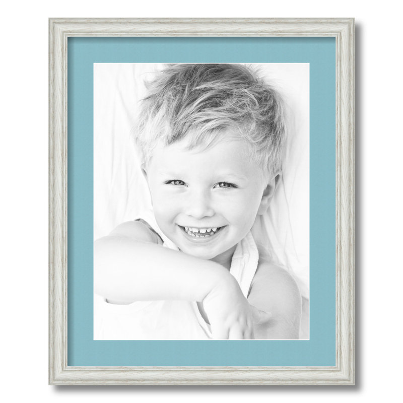 Cadre pour photo simple 14 po x 18 po en bois mat, Bleu français