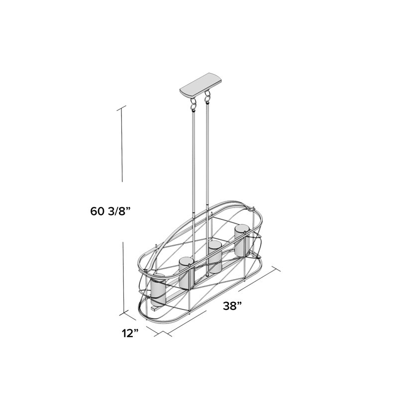 Luminaire suspendu linéaire à 4 lumières pour îlot de cuisine Gaen, Bronze vieilli