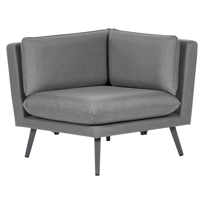 Cimarr 243cm Wide L-Shaped Metal Patio Sectional with Cushions, Grey, Grey